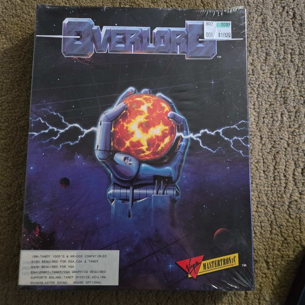 Overlord PC Game 1990 Virgin Mastertronic IBM MS-DOS 3.5" Vintage Big Box Sealed